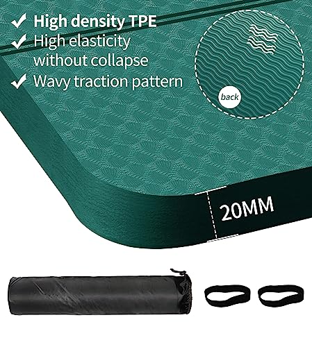 Nuveti Extra Long Exercise Yoga Mat 183x80x20mm - Green, Non Slip, Thick Support