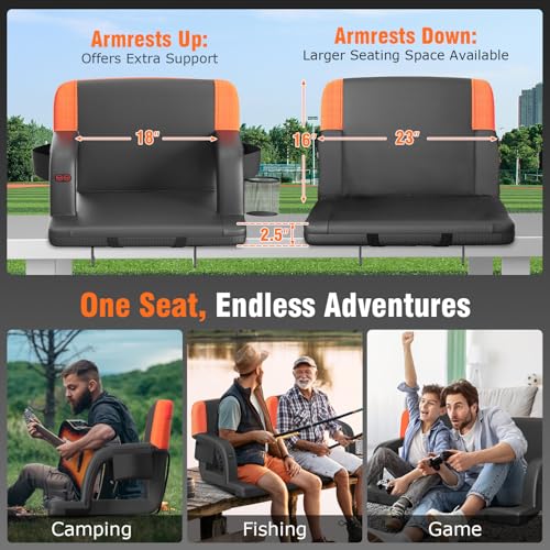 23-Inch Blue Stadium Seats with Back Support & Foldable Bleacher Chair - Includes Orange Variation