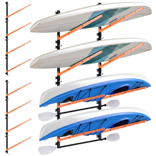 ElaraBerry 4-Tier Foldable Kayak Wall Storage Rack - Heavy Duty Garage Organizer