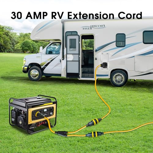 LAZMUMI 30A Marine Shore Power Y Splitter Cord - Dual L5-30R Outlets for Boats & RVs