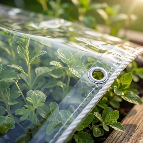 Heavy Duty Waterproof Clear Tarpaulin 8x16ft PVC Plastic Tarp with Rustproof Grommets
