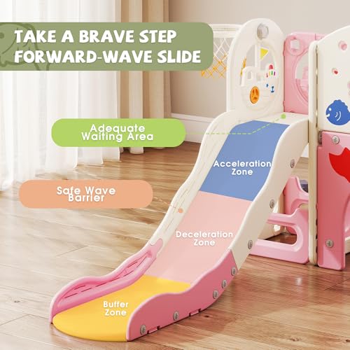 Pink & White 8-in-1 Toddler Indoor & Outdoor Playset with Slide & Climbing