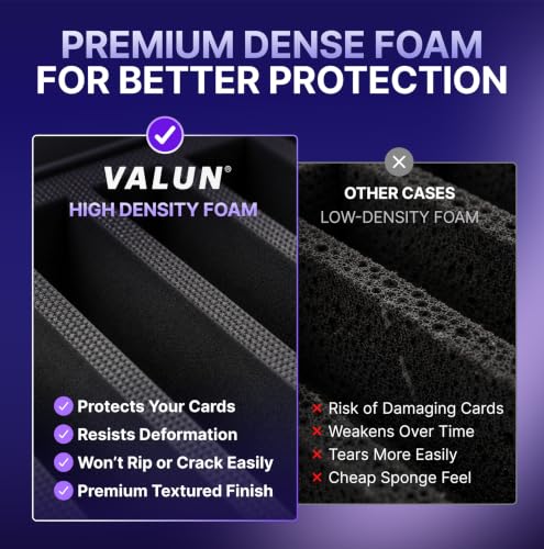 VALUN 160+ Premium Graded Card Storage Box Black 4 Row PSA Slab Case for Sports & Trading Cards