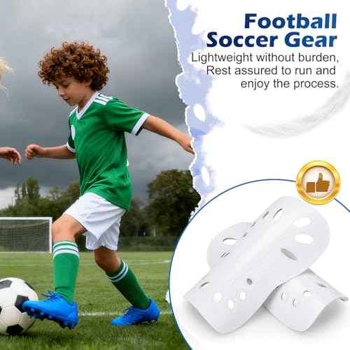 Soccer Shin Guards for Youth & Adults - Black & White, Small, Breathable & Lightweight