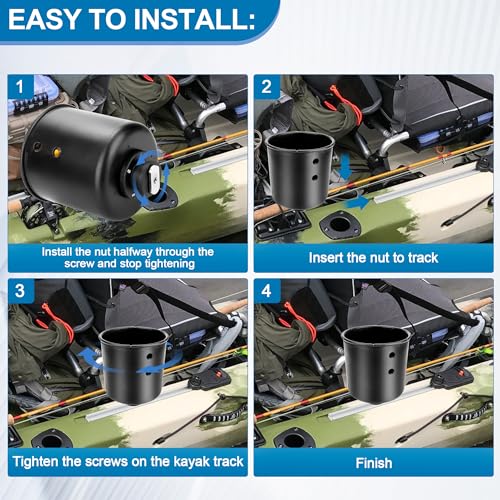 Kayak Track Mount Cup Holder and Phone Holder for Watercraft