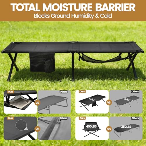WEIDIORME Portable Camping Cot for Adults Black - Foldable Outdoor Bed