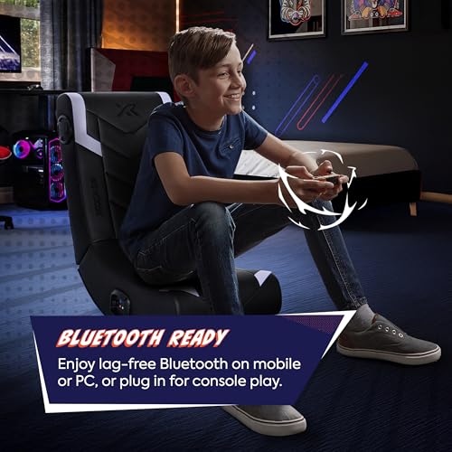 X Rocker Eclipse Silver Gaming Floor Rocker Chair with Built-in Speakers, Foldable for Gamers and Game Rooms