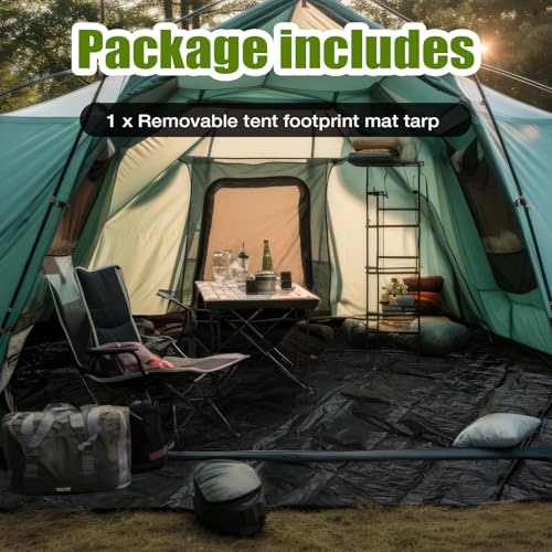 Tinideya 12.5 ft Waterproof Hexagon Tent Floor Mat with Vertical Edge for Camping