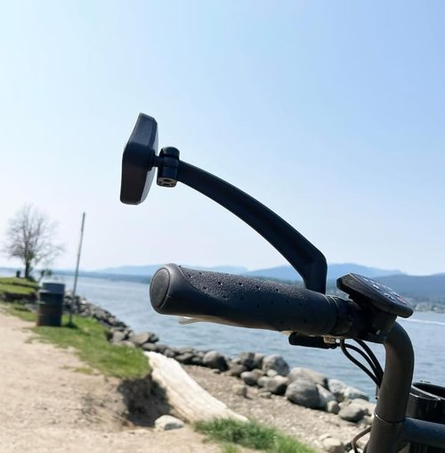 Hafny New Handlebar Bike Mirror, HD Glass Lens, Adjustable & Rotatable Safe Rearview Bicycle Mirror, Blast-Resistant, HF-M6002-FR053 (Anti-glare Blue Left Side)