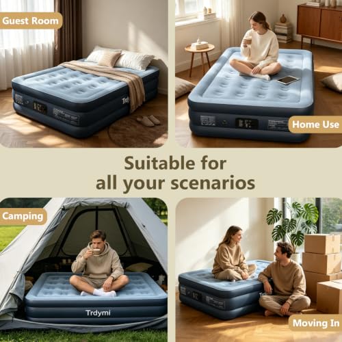 Full Size Air Bed with Built-in Pump - 600 lbs Capacity, Portable, Comfortable