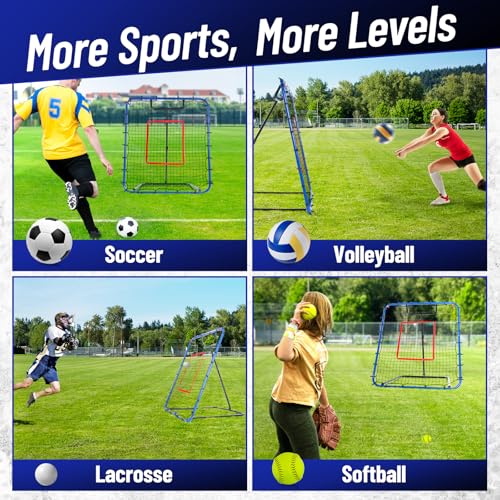 SPOYNAL Baseball Rebounder Net 4x4.5 ft Adjustable Angles Practice Equipment