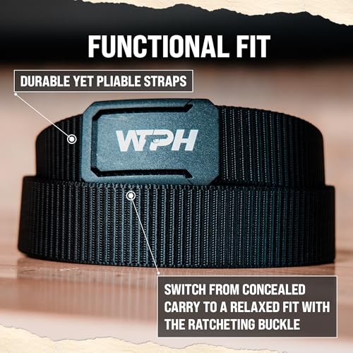 Heavy Duty Tactical Gun Belt with Ratcheting Buckle - Adjustable Concealed Carry Belt - Reinforced Nylon