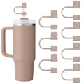 GGDECA 7Pcs Straw Cover Cap for Stanley Cup,Simple 10mm(0.4inch) Silicone Straw Toppers for Stanley 40&30oz Tumbler Accessories-Brown