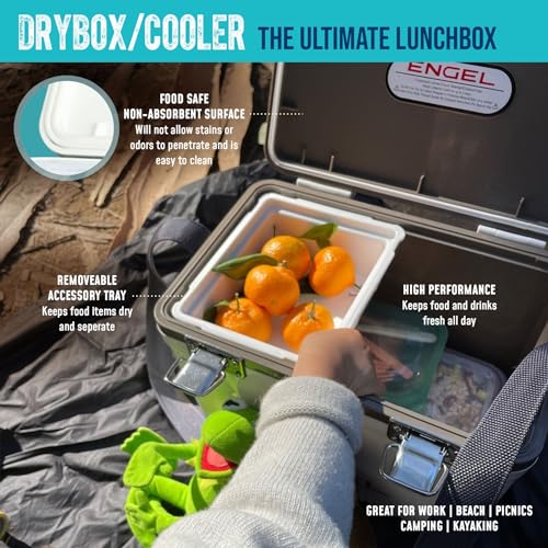 Engel UC30 Tan 30QT Leak-Proof Hard Shell Cooler & Drybox with Accessories