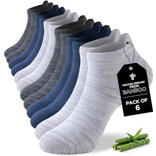 Men's Ankle Socks 6 Pairs Breathable Bamboo Rayon Low Cut Socks - Multicolor