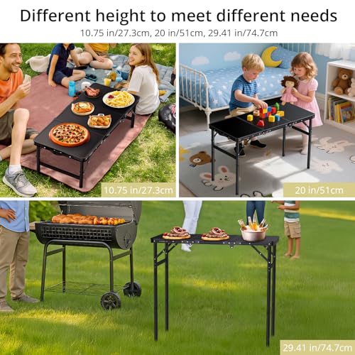 Anbte 3ft Tri-Fold Camping Table Black - Adjustable Height up to 29.5", 35" x 16"