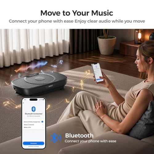UMAY Black Curved Vibration Plate Exercise Machine with 120 Speeds & Bluetooth