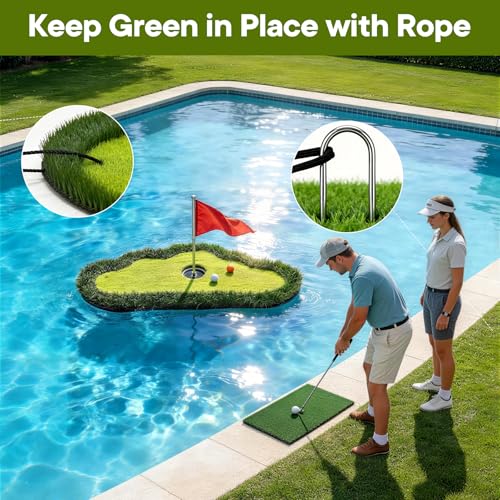 AILE Floating Golf Green for Pool - Practice Putting Mat with Ball Retriever & Accessories