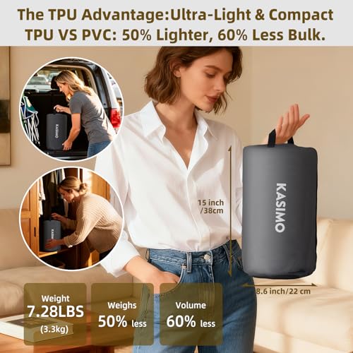 KASIMO Queen Air Mattress with Wireless Battery Pump, 75x59x8.7 Inch, Eco TPU
