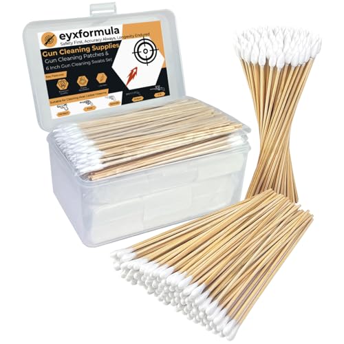 Gun Cleaning Supplies Kit - 900 Patches + 200 Cotton Swabs for Firearms - Variation: 900 Patches + 100 Pointed + 100 Round