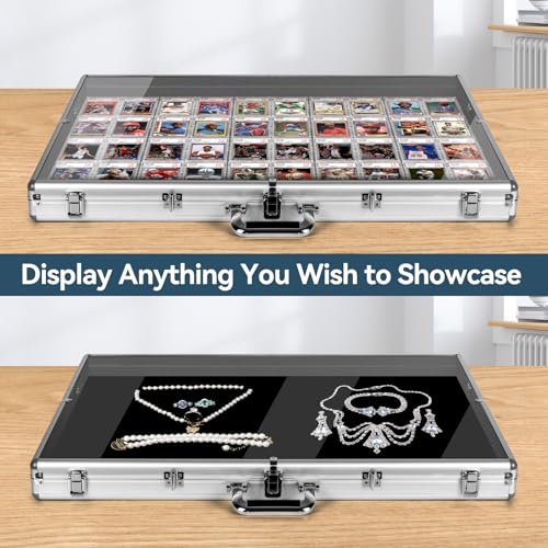 Large Acrylic & Aluminum Display Case for Trading Cards, Collectibles & Jewelry