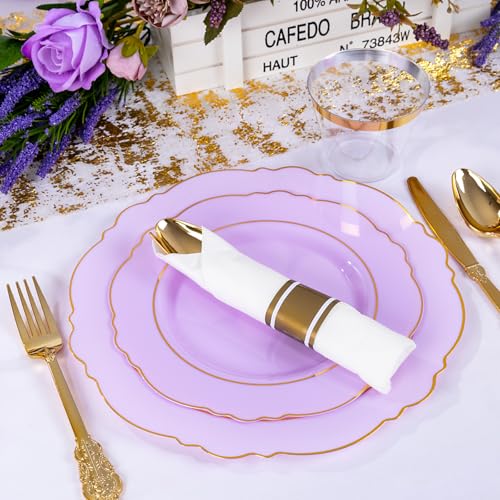 Liacere Light Purple Disposable Plates 350PCS Wedding Party Dinnerware Set