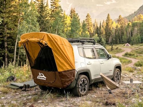 HASIKA Yellow SUV Tailgate Tent for Camping, 2-Person Car Awning, Quick Setup