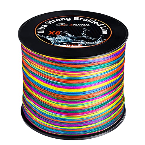 RUNCL 40lb Braided Fishing Line - Multicolor 1093yds Super Strong Abrasion Resistant