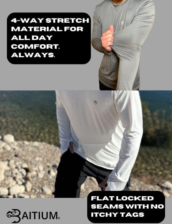 Skiennix Men's Dry-Fit UPF 50+ Sun Shirt - Hooded Long Sleeve Fishing Shirt for Ultimate Sun Protection