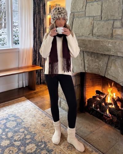 Women's Fleece Lined Leggings - Winter Thermal Thick Warm Pants with No Pockets, XX-Large Black