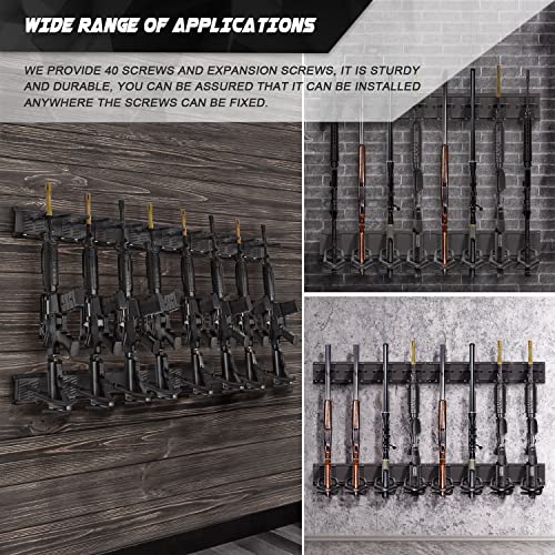 GOHIKING 8-Slot Wall Mount Gun Rack with Soft Padding for Rifles & Shotguns