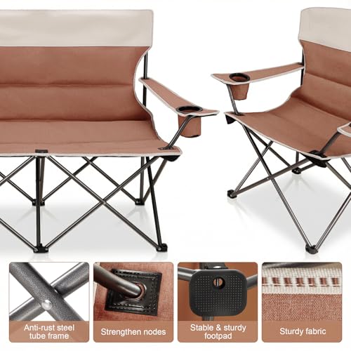 Moca 4-Piece Camping Chair Set of 3 Heavy-Duty Outdoor Folding Chairs with Cup Holders & Carry Bag