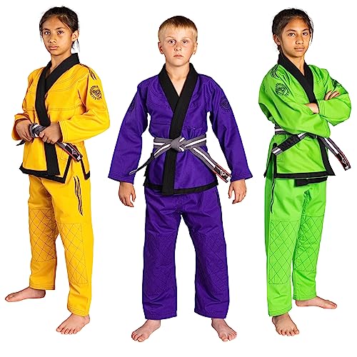Kids BJJ Gi Set Purple M0 - Pre-Shrunk Jiu Jitsu Jacket & Pants for Children