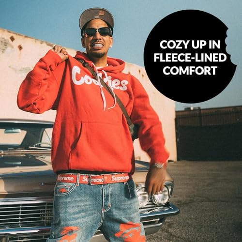 Cookies Logo Men's Pullover Hoodie - Large, Red & White