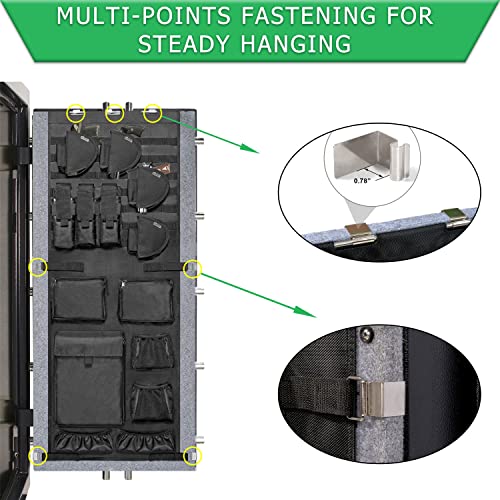 NEXT STATION Molle Gun Safe Door Organizer with Pistol & Mag Pouch - Adjustable, 18-25in Wide, Durable 1680D Fabric