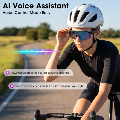 Black AI Smart Glasses with 4K POV Camera, Hands-Free Video Recording