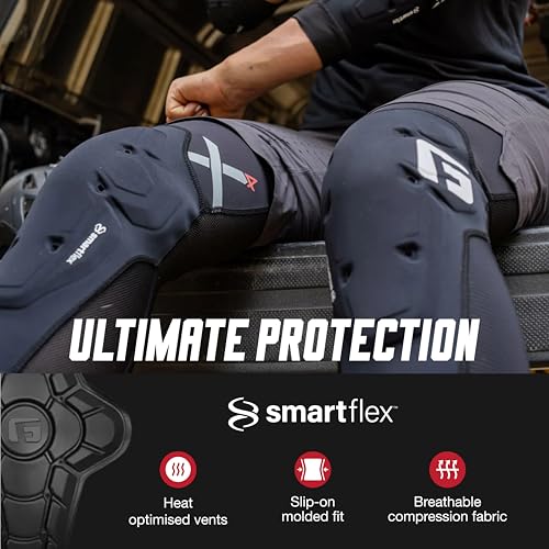 G-Form X4 Adult Large Knee Guards Black - Impact-Absorbing, Breathable MTB Protection