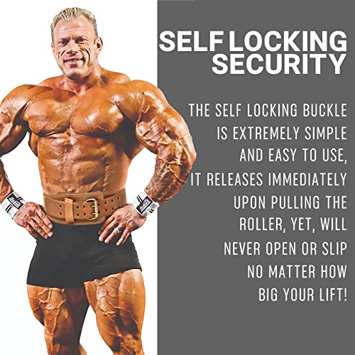 XL Leather Weight Lifting Belt with Double Prong Steel Buckle - Support & Stability