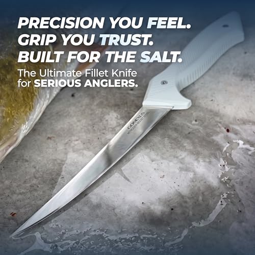 GOMEXUS 7-Inch Fillet Knife - Razor Sharp Boning Knife for Fish - Saltwater & Freshwater Fishing - Ultra Elastic Steel & Non-Slip G10 Handle