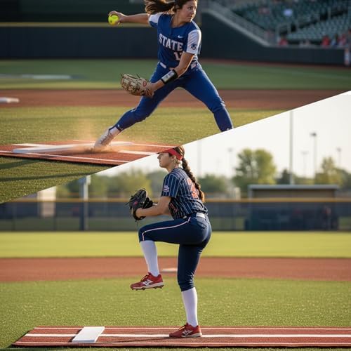 Wemily Softball Pitching Mat 10'x3' with Regulation Mound - Clay Variation