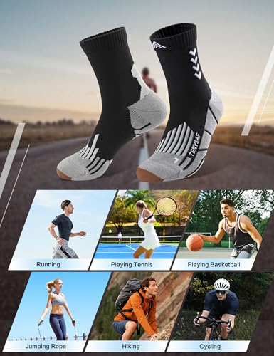Crew Compression Running Socks - 9-13 mmHg Arch Support - White Gray Black, 3 Pairs - Variation of THIS listing