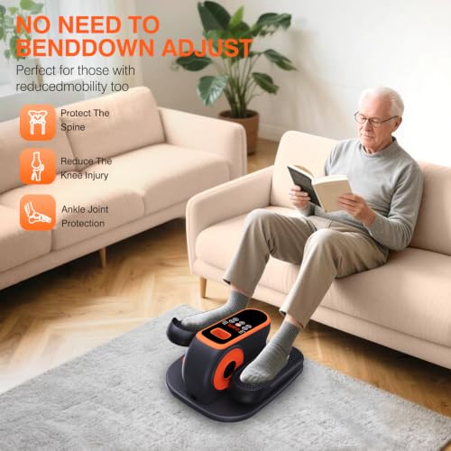 Orange Under Desk Elliptical Machine with Remote Control and 12 Adjustable Speeds