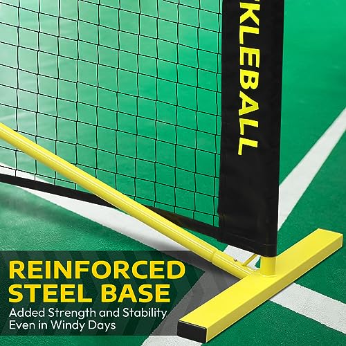 A11N SPORTS Yellow Regulation Pickleball Net System 22ft Portable Indoor & Outdoor