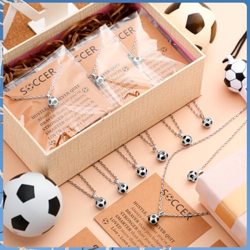 Soccer Ball Necklaces 12 Pcs 3D Sports Pendant Team Gifts Silver