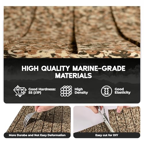 Focean Camo Marine EVA Foam Boat Flooring 94x23 Inch, Non-Slip Decking for Boat & RV, Stripe-Camo Brown