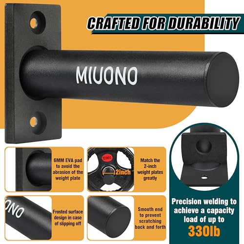 2-Pack Wall Mounted Weight Plate Holder - Fitness Storage Rack for 2-Inch Olympic Plates