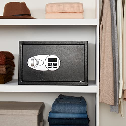 Steel Security Safe with Digital Lock 1.2 Cu Ft Removable Shelf Black