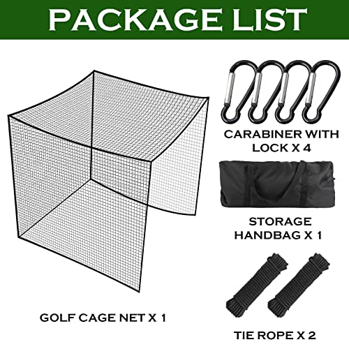 Golf Practice Net 10ft x 10ft x 10ft Backyard Barrier with Carabiners & Rope
