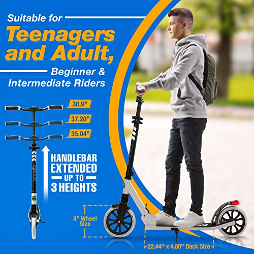 Foldable Kick Scooter for Teens & Adults - Alloy Deck & Adjustable Handlebar