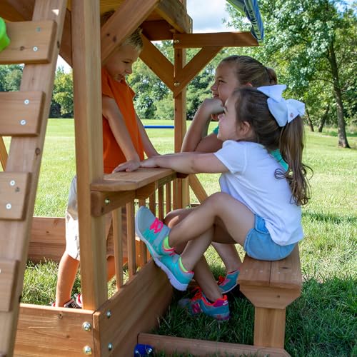 Backyard Discovery Large Multicolor Cedar Wood Beach Front Swing Set with Slide & Play Area